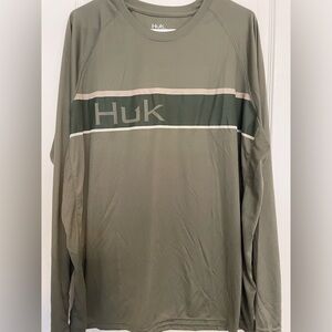 Men’s XL Huk Hunter Green Long Sleeve Polyester Shirt